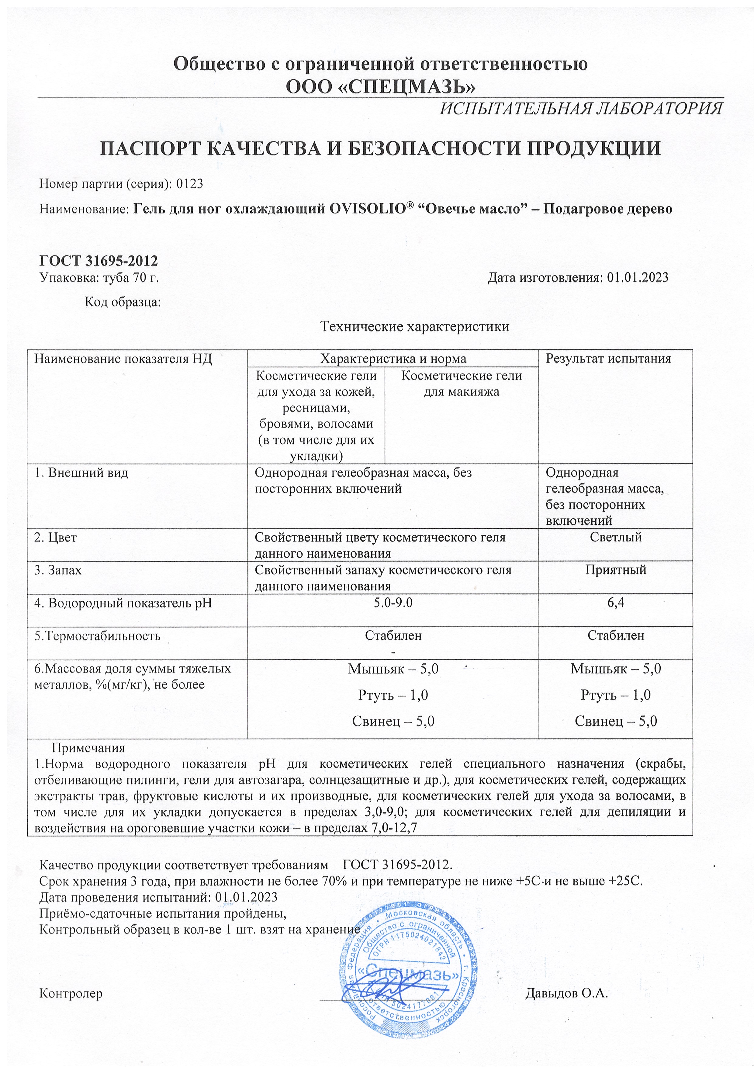 Паспорт №012023